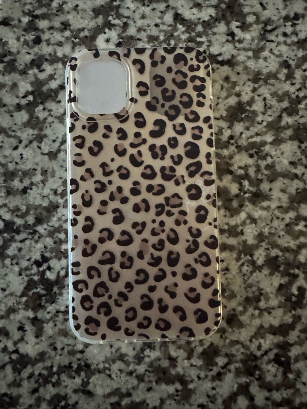 Leopard Print Clear Phone Case - Beige and Black, 16 series